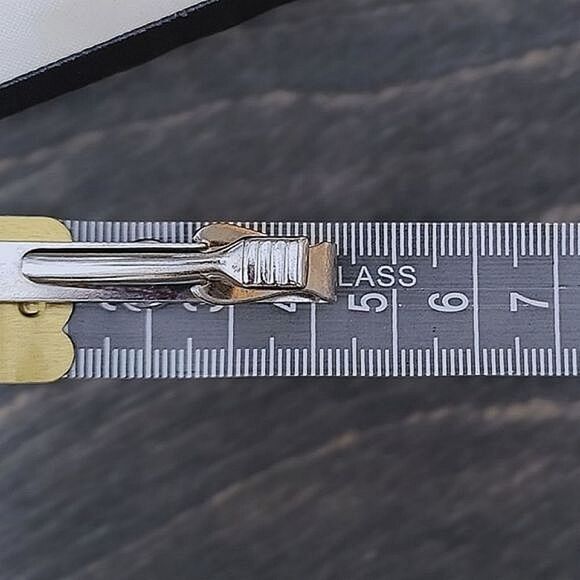 Vtg hematite silver tone tie clip & cuff link set - Picture 9 of 10